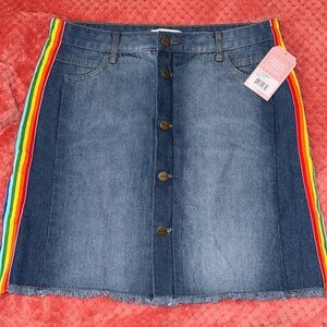NWT! Sugarhigh Rainbow Denim Jean Skirt